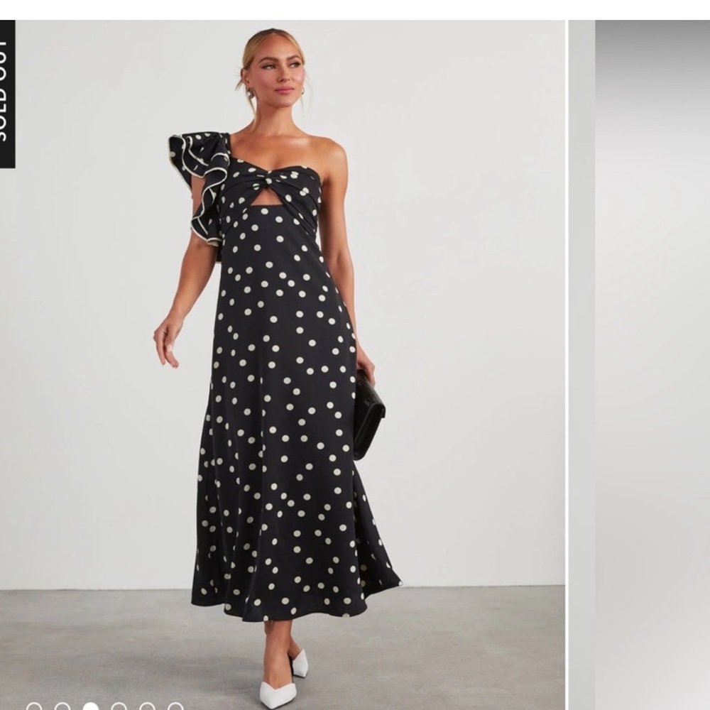 Vici Black and White Polka Dot One Shoulder Dress